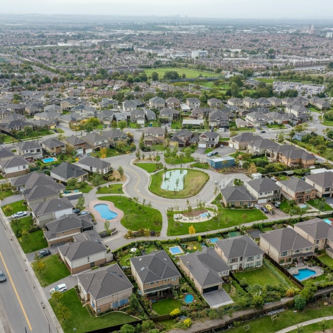 A large residential neighborhood that has zoning laws